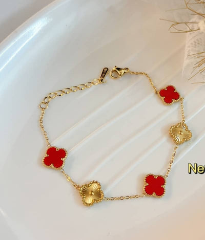 Red Clover Leaf Bracelet